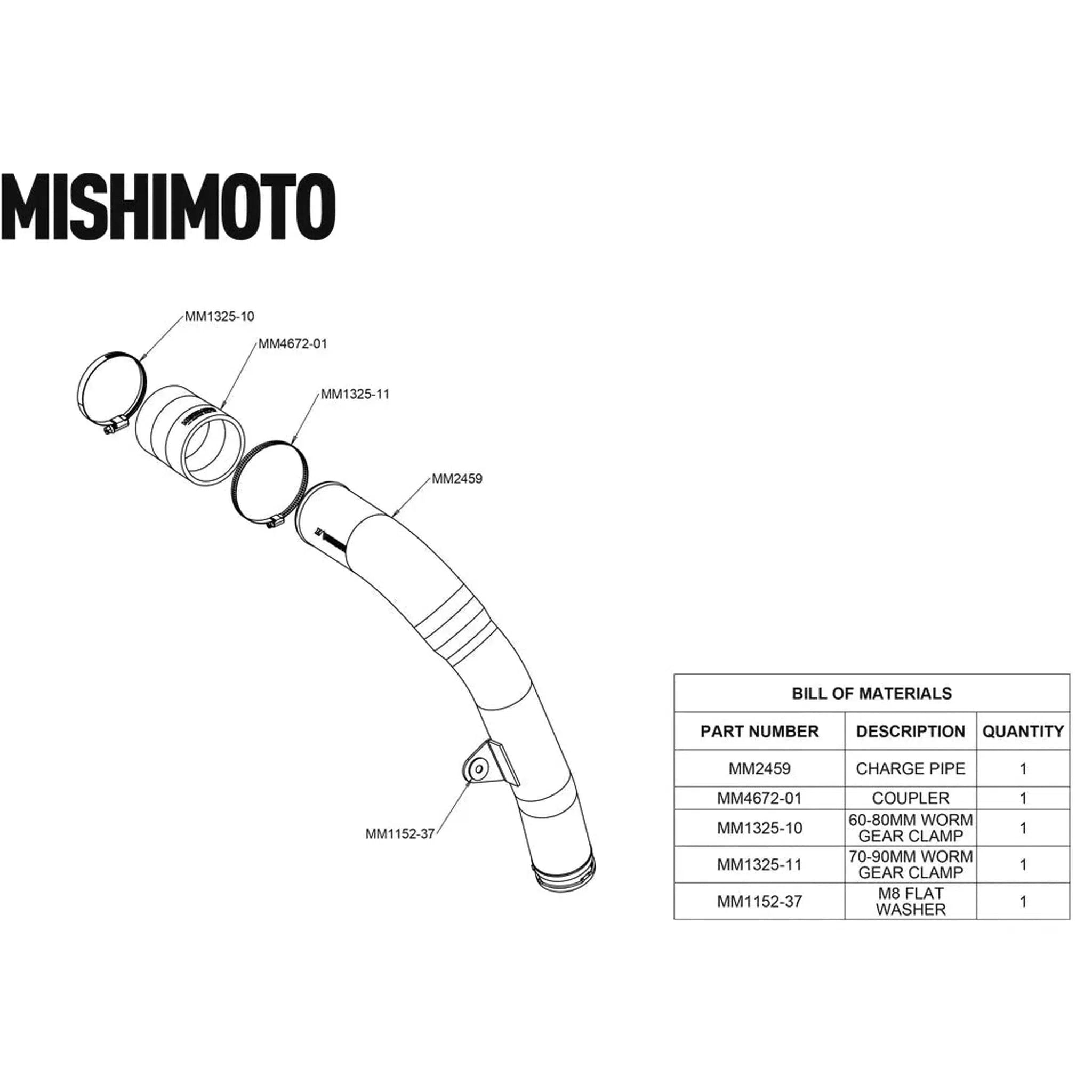 Mishimoto Performance Charge Pipe Kit Subaru WRX 2022-2026 - Micro-Wrinkle Black | MMICP-WRX-22MWBK