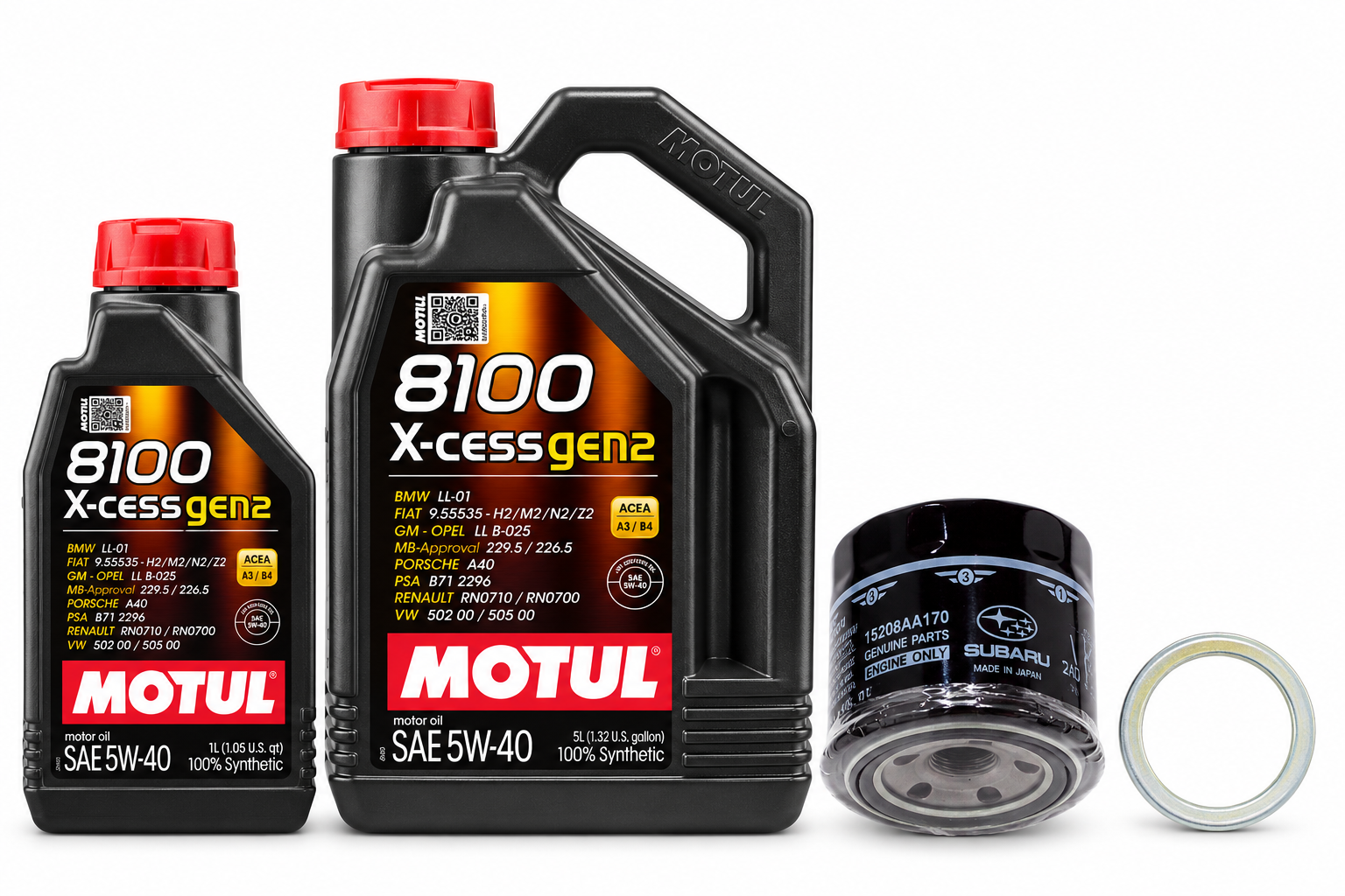 Motul Oil Change Kit 8100 X-CESS Gen 2 5W-40 6L Subaru BRZ 2013–2020 2.0L