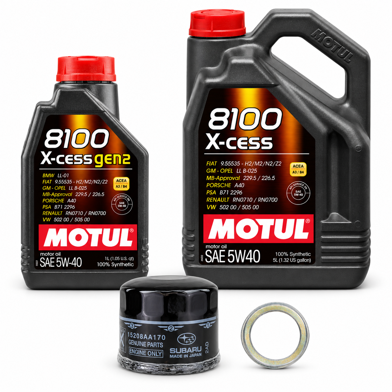 Motul Oil Change Kit 8100 X-CESS Gen 2 5W-40 6L Subaru BRZ 2022–2026 2.4L