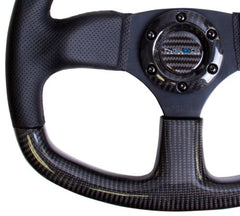 NRG 320mm Flat Bottom Style Steering Wheel Carbon Fiber w/ Black stitching | ST-009CFBS