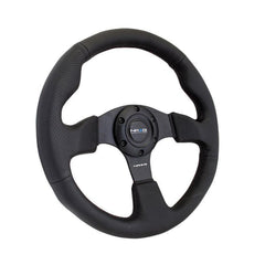 NRG 320mm Race Series Sport Steering Wheel Black Leather w/ Black Stitching | RST-012R