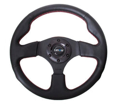NRG 320mm Race Series Sport Steering Wheel Black Leather w/ Red Stitch | RST-012R-RS