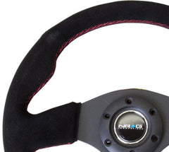 NRG 320mm Race Series Sport Steering Wheel Suede Steering wheel w/ Red Stitch | RST-012S-RS