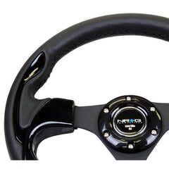 NRG 320mm Reinforced Steering Wheel Wheel Leather Steering wheel with shiny black trim | RST-001BK