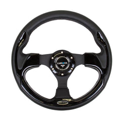 NRG 320mm Reinforced Steering Wheel Wheel Leather Steering wheel with shiny black trim | RST-001BK