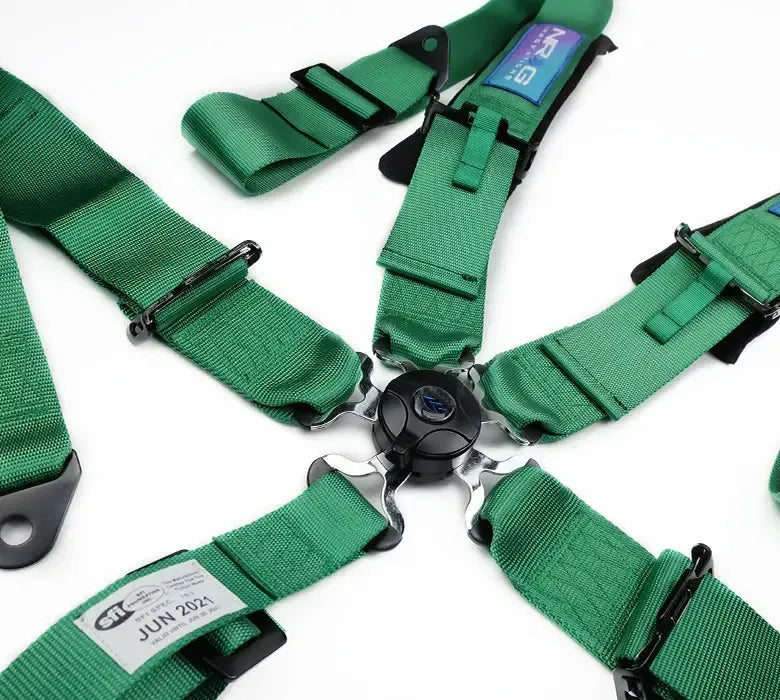NRG 5PT 3in. Seat Belt Harness / Cam Lock - Green | SBH-B6PCGN