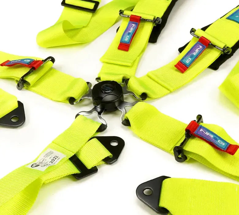 NRG 5PT 3in. Seat Belt Harness / Cam Lock - Neon Green | SBH-B6PCNG