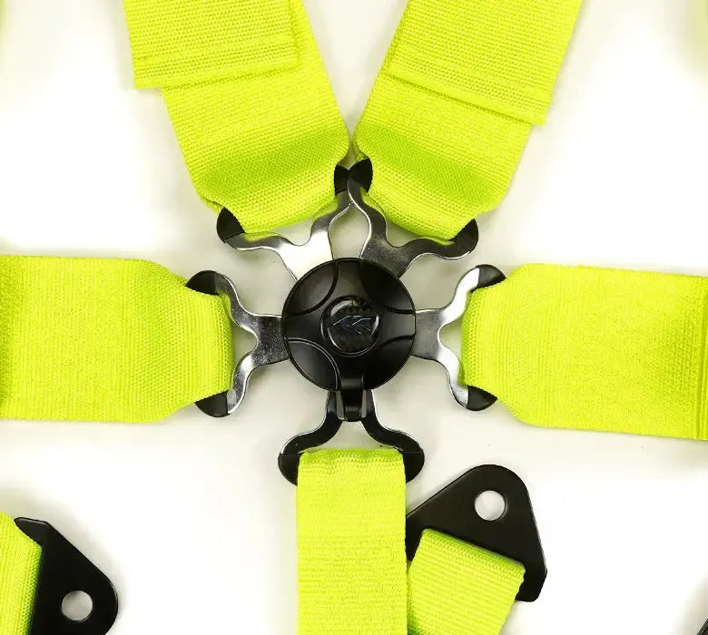 NRG 5PT 3in. Seat Belt Harness / Cam Lock - Neon Green | SBH-B6PCNG