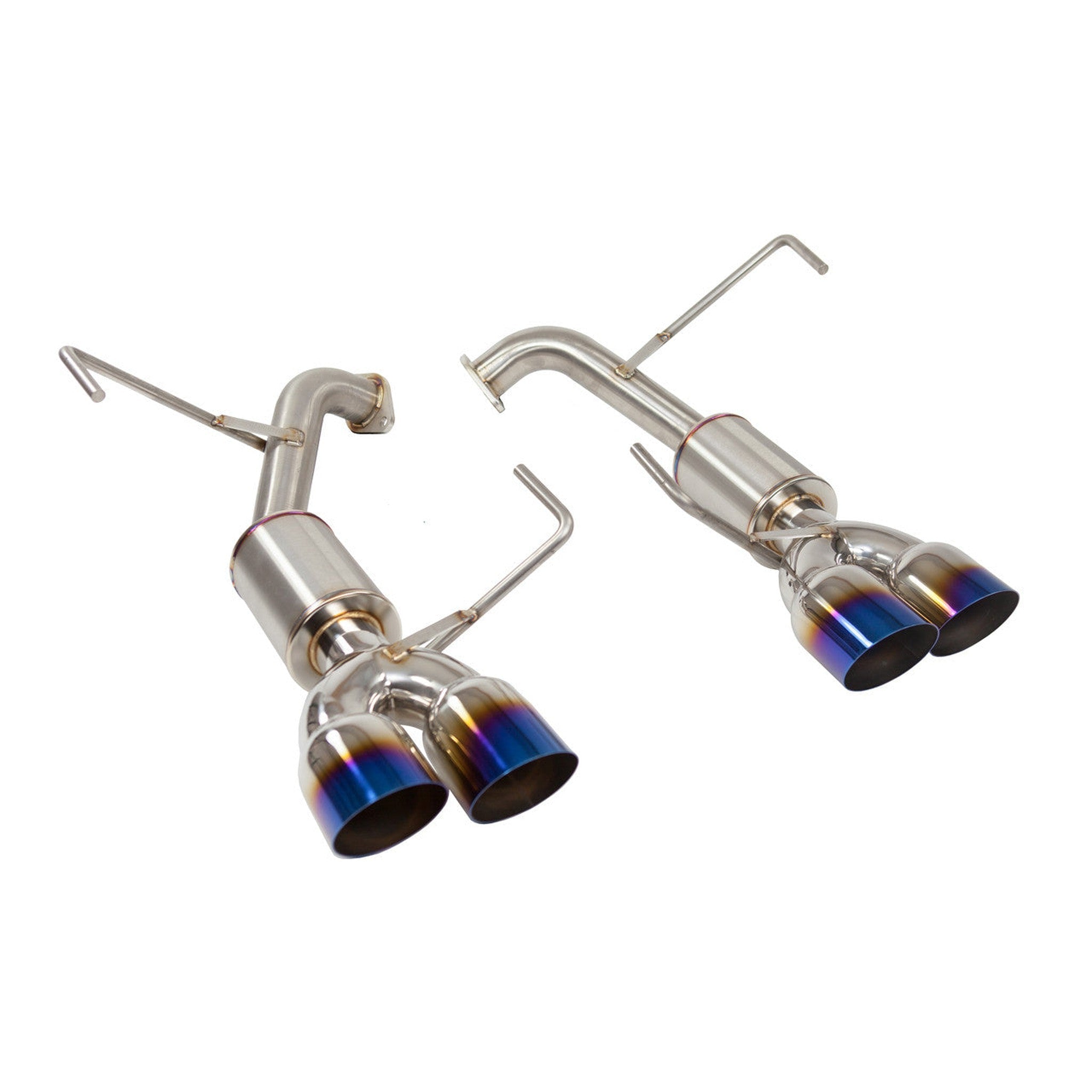 Nameless Axleback Exhaust 4" Mufflers 3.5" Single Wall Neochrome Tips Subaru WRX 15-21 / STI 15-21 | SUAB15WRX-4MU-35NEO