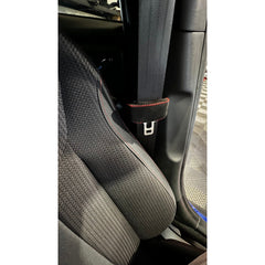 Noble Suede Seat Belt Buckle Covers Black with Red Stitching Subaru WRX 2022-2023