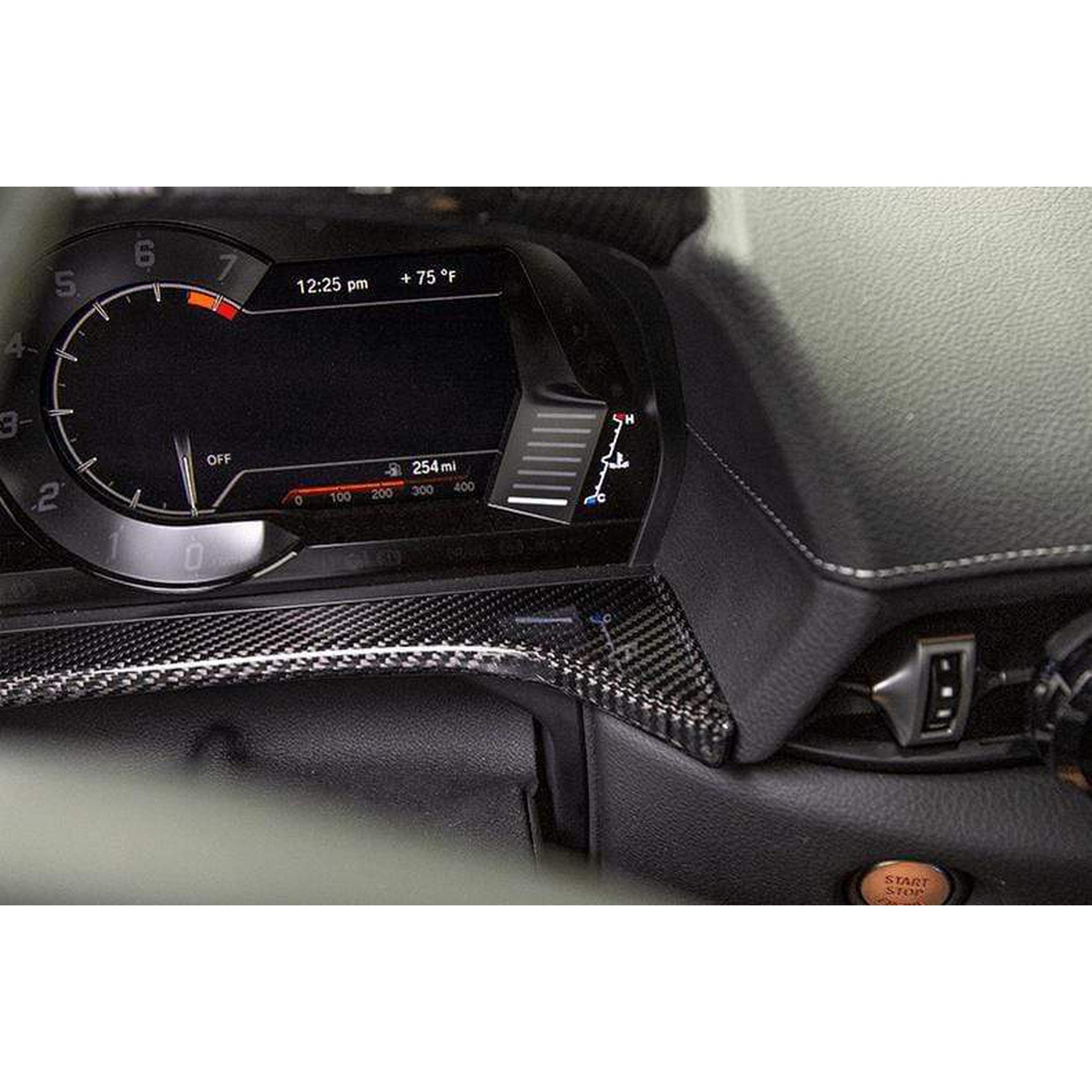OLM LE Upper Speedometer Cluster Cover (Alcantara w/ Silver Stitch over Dry Carbon) Supra 2020-2024 | A.70150.3
