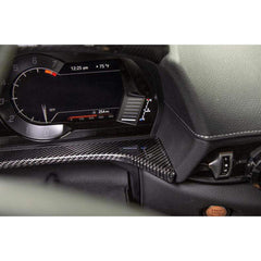 OLM LE Upper Speedometer Cluster Cover (Alcantara w/ Silver Stitch over Dry Carbon) Supra 2020-2024 | A.70150.3