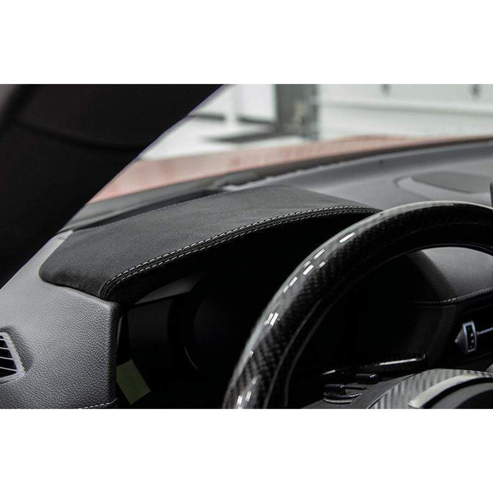 OLM LE Upper Speedometer Cluster Cover (Alcantara w/ Silver Stitch over Dry Carbon) Supra 2020-2026 | A.70150.3
