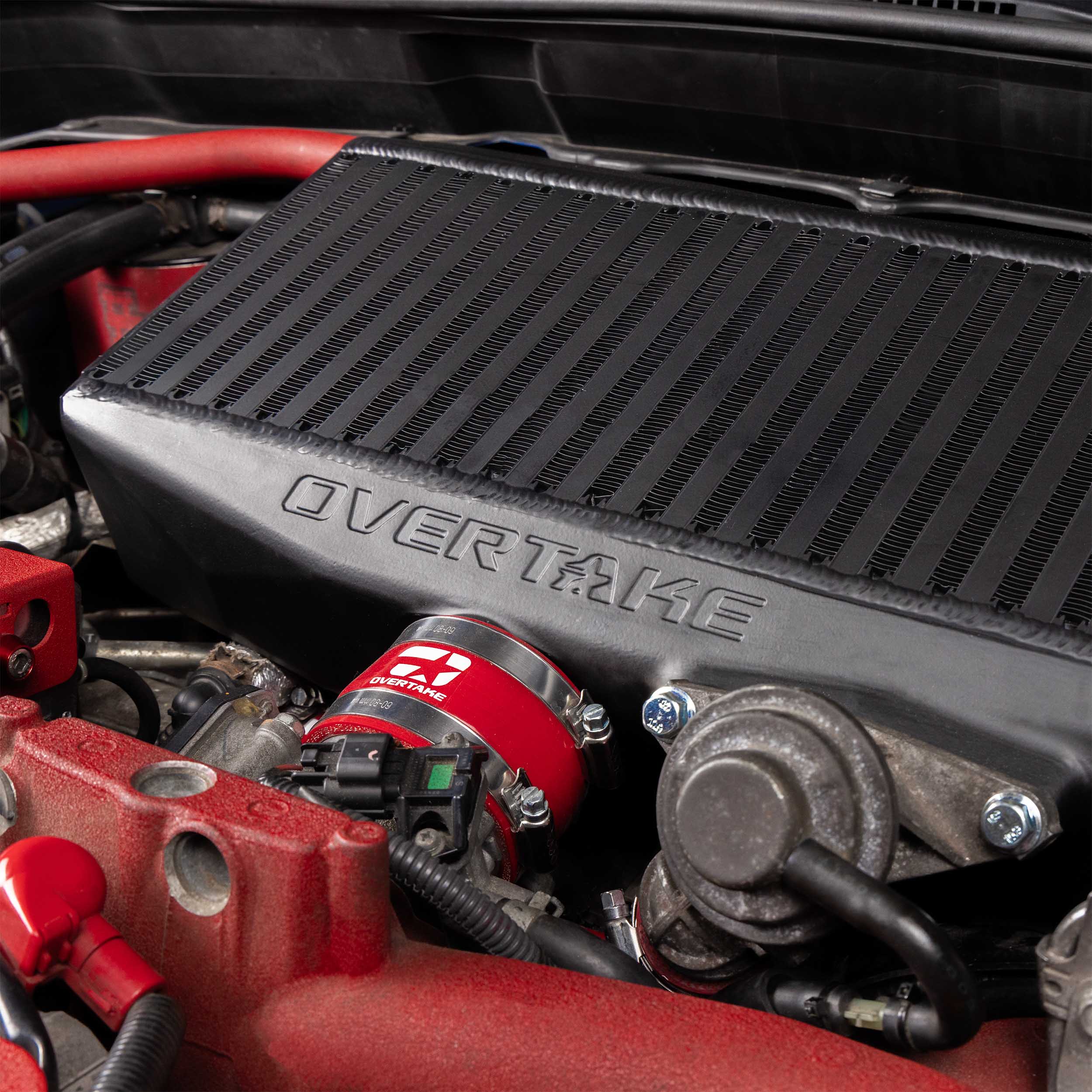 OVERTAKE Top Mount Intercooler Black Subaru 2002-2007 WRX / 2004-2021 STI / 2004-2008 Forester XT | A10382BLK