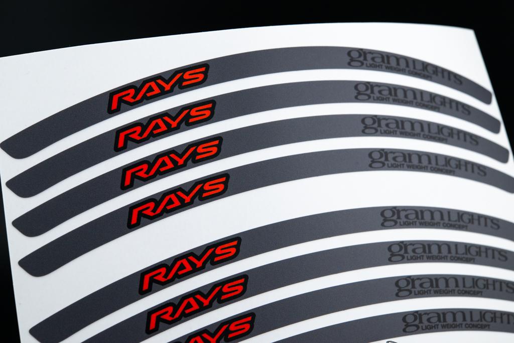 Overnight Crew Gram Lights 57DR/CR Rim Stickers 17"+ (4 PCS) - Dark Grey/Vermilion