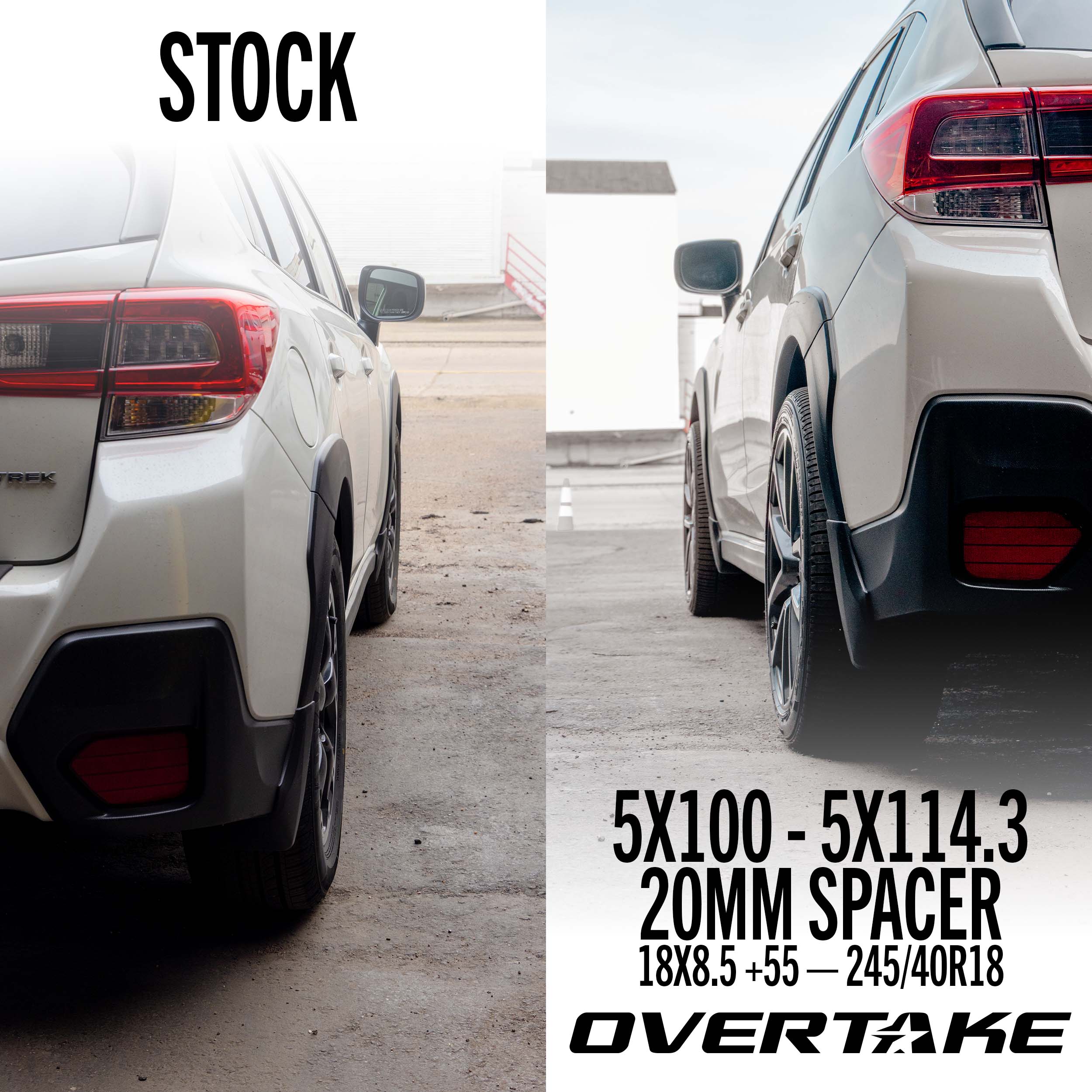 Overtake Wheel Spacer Adapters - Pair - 20mm 5x100 to 5x114.3 - Subaru 2002-2014 WRX / 2004 STI / 2013-2026 BRZ/GR86 | A10810