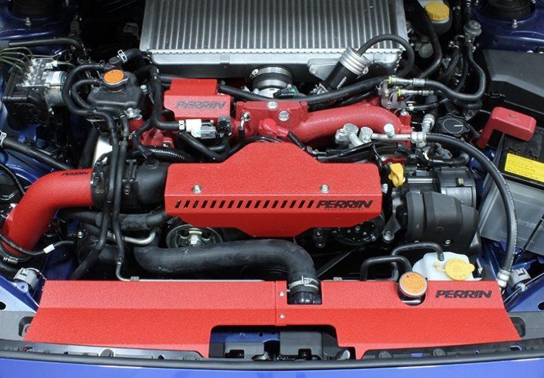Perrin Radiator Shroud Subaru WRX 2015-2021 / STI 2015-2021 for OEM Intake Scoop Red | PSP-ENG-512-4RD