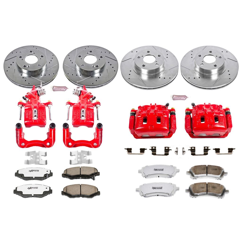 Power Stop Front & Rear Z26 Street Warrior Brake Kit w/Calipers Subaru Forester 1998-2002 | KC1122-26