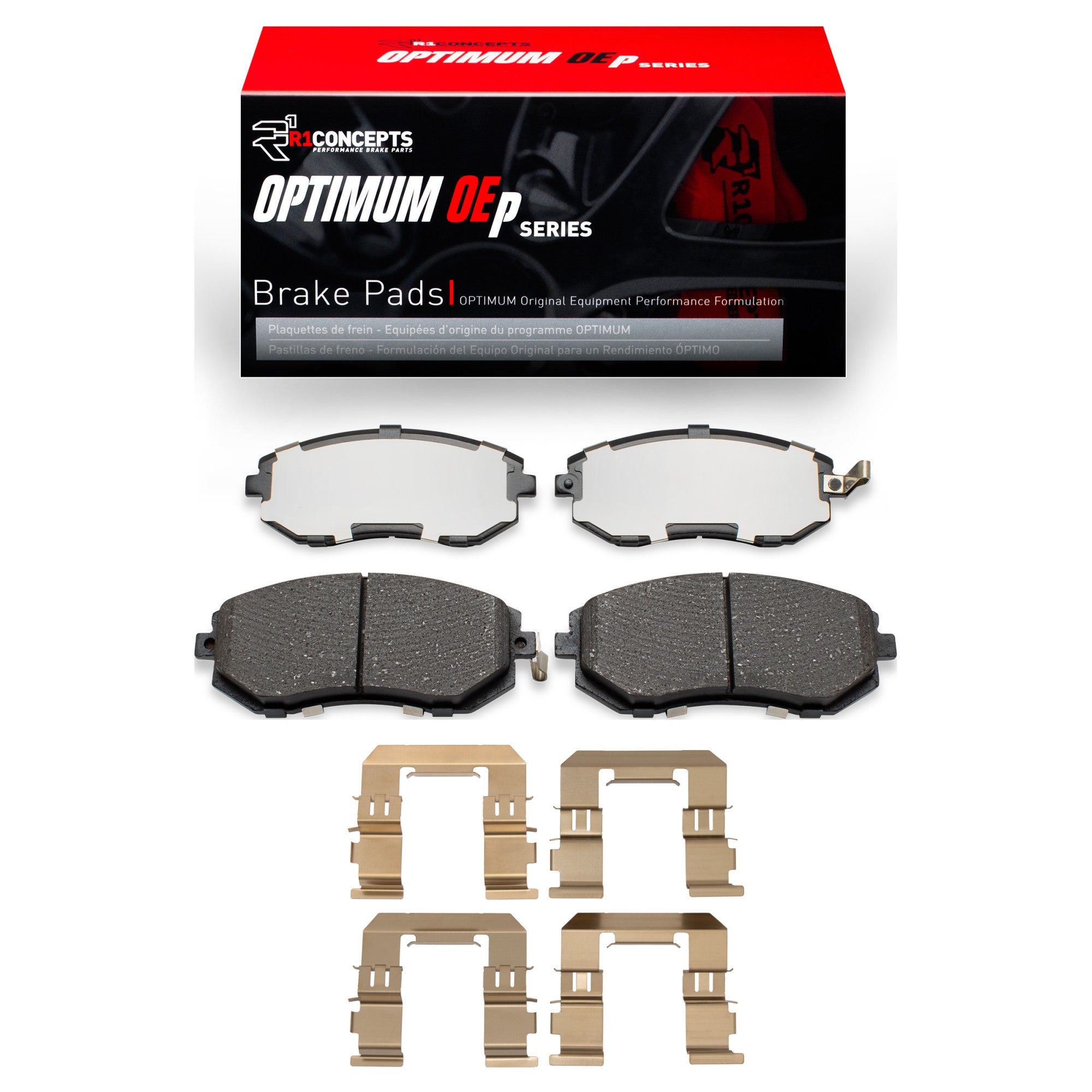 R1 Concepts Front Optimum OE Brake Pads & Hardware Kit Subaru WRX 2003-2005 (09/02+) | 2551-0929-01