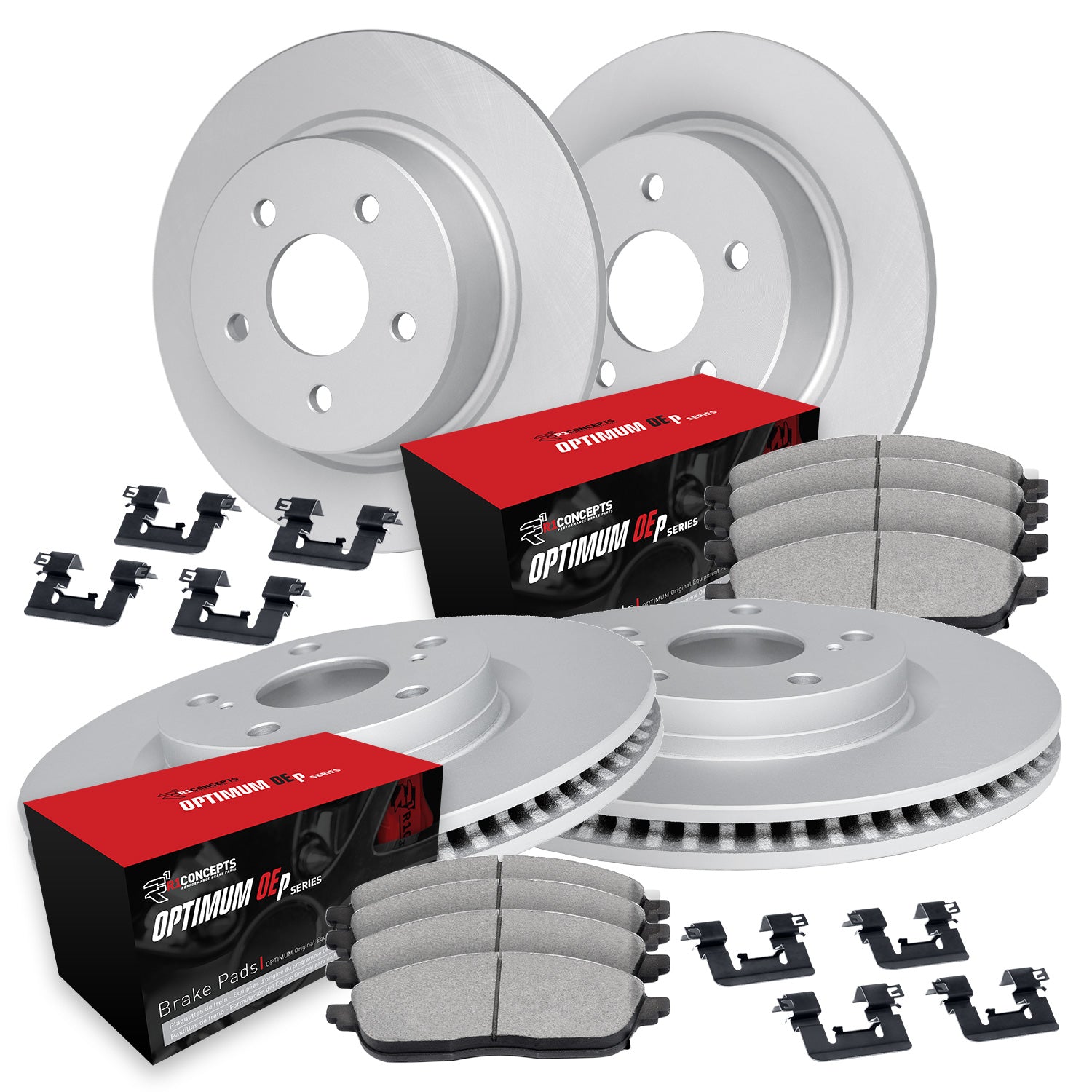 R1 Concepts Front & Rear Geospec Coated Rotors w/ OPTIMUM OEp Brake Pads Subaru BRZ 2013-2015 | WDUH2-13037