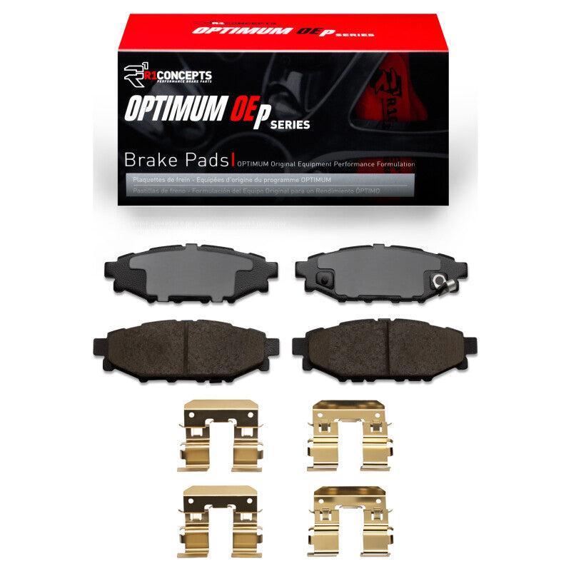 R1 Concepts Rear Optimum OE Brake Pads & Hardware Kit Subaru WRX 2008-2021 w/ Manual Parking Brake | 2551-1114-01
