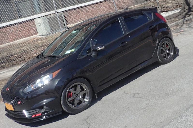 Rally Armor Black UR Mud Flap w/ White Logo 13-19 USDM Ford Fiesta ST | MF29-UR-BLK/WH