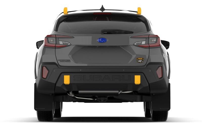 Rally Armor Black UR Mud Flaps w/ White Logo Subaru Crosstrek Wilderness 2024-2025 | MF116-UR-BLK-WH