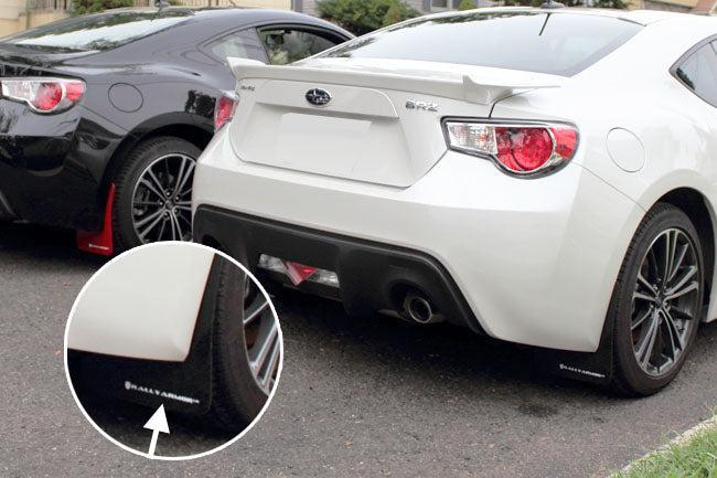 Rally Armor UR Black Mud Flaps w/ White Logo Scion FR-S 2013-2016 / Subaru BRZ 2013-2020 | MF23-UR-BLK/WH