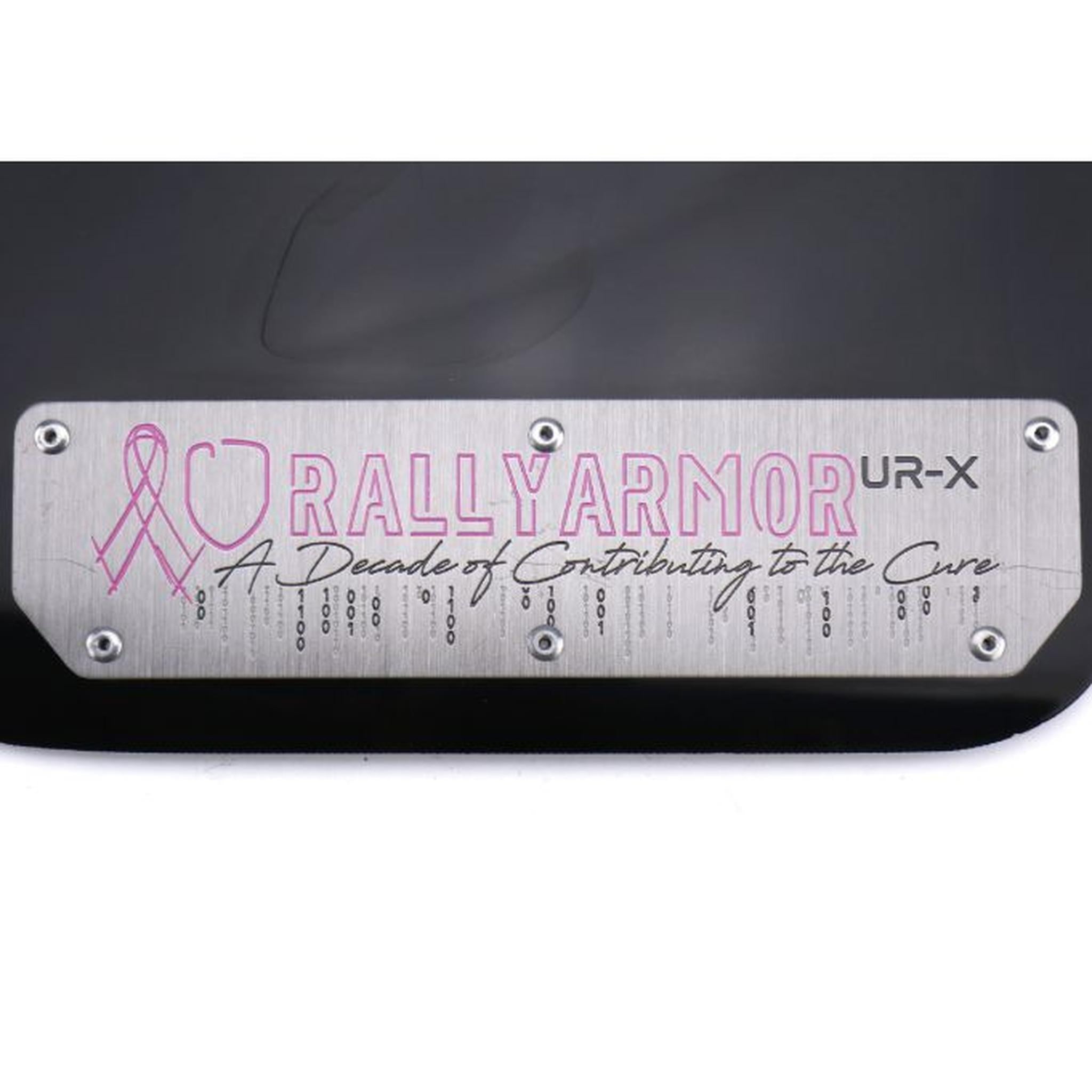 Rally Armor UR Mudflaps Breast Cancer Awarness Black w/ Silver Emblem WRX/STI 15-21 | MF32-BC18-BLK/SIL