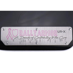 Rally Armor UR Mudflaps Breast Cancer Awarness Black w/ Silver Emblem WRX/STI 15-21 | MF32-BC18-BLK/SIL