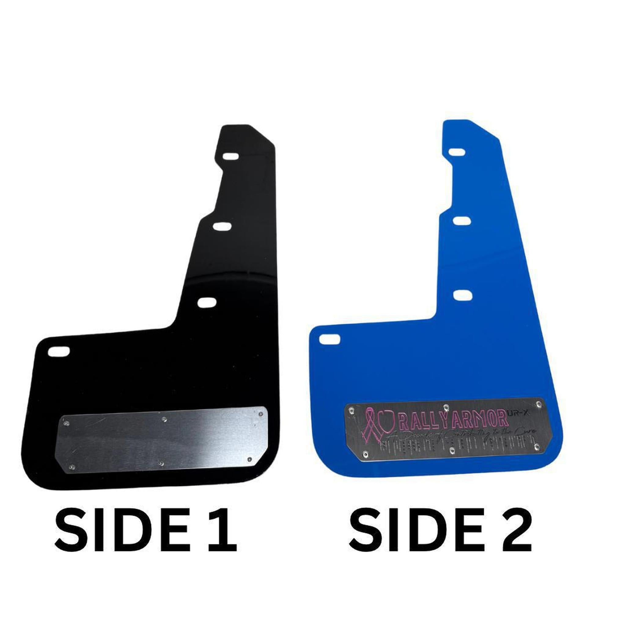 Rally Armor UR Mudflaps Breast Cancer Awarness Blue w/ Silver Emblem WRX / STI 15-21 | MF32-BC18-BL/SIL