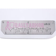 Rally Armor UR Mudflaps Breast Cancer Awarness White w/ Silver Emblem WRX / STI 15-21 | MF32-BC18-WH/SIL