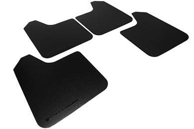 Rally Armor Universal Basic Black Mud Flaps w/ Black Logo | MF12-BAS-BLK