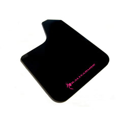 Rally Armor Universal Basic Black Mud Flaps w/ Pink Logo | MF12-BAS-BCPK