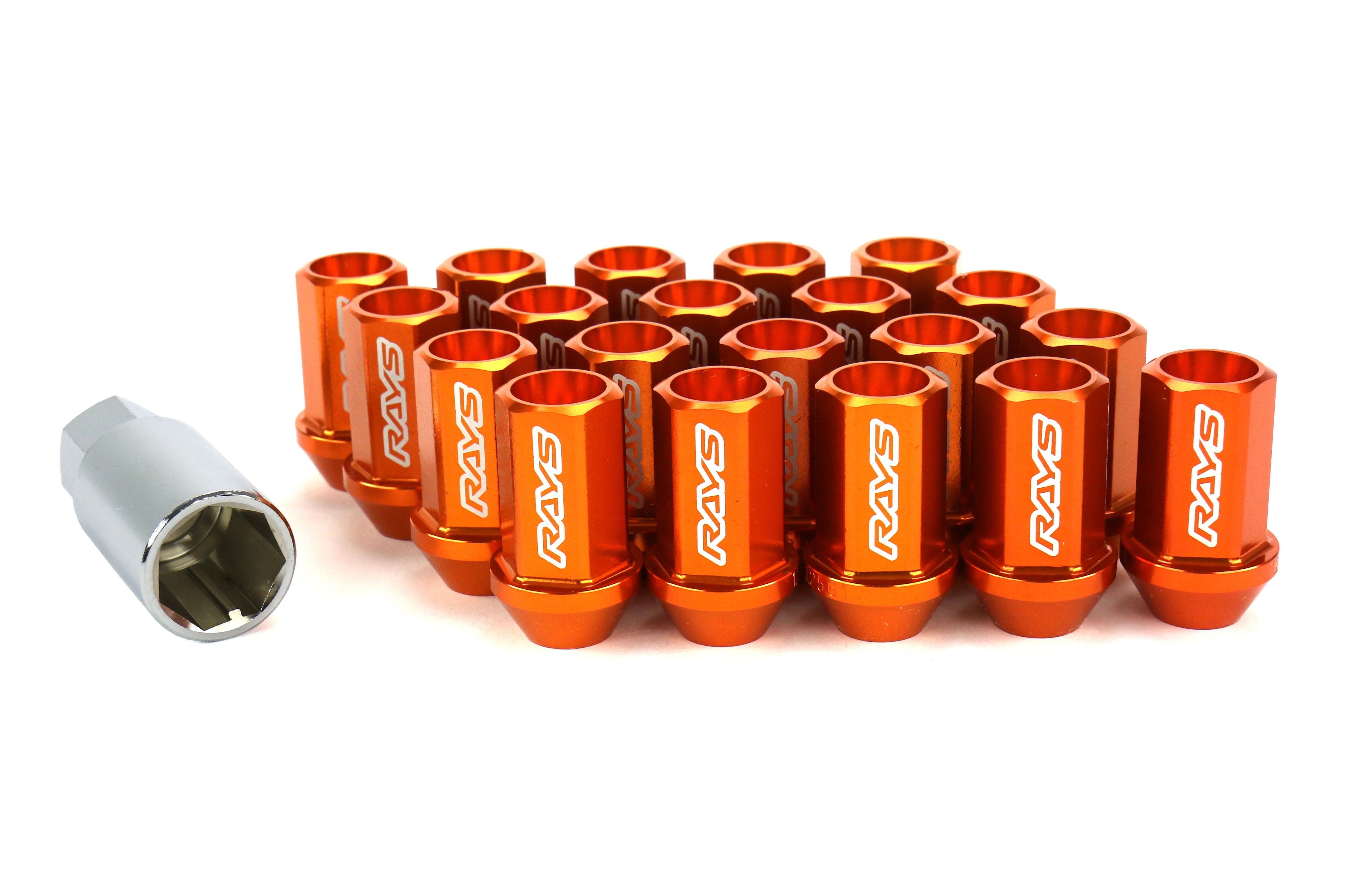Rays Dura-Nut L42 Straight Type 12X1.25 Lug Nut Set 16 Lug 4 Lock Set Orange | WDURA4212125O