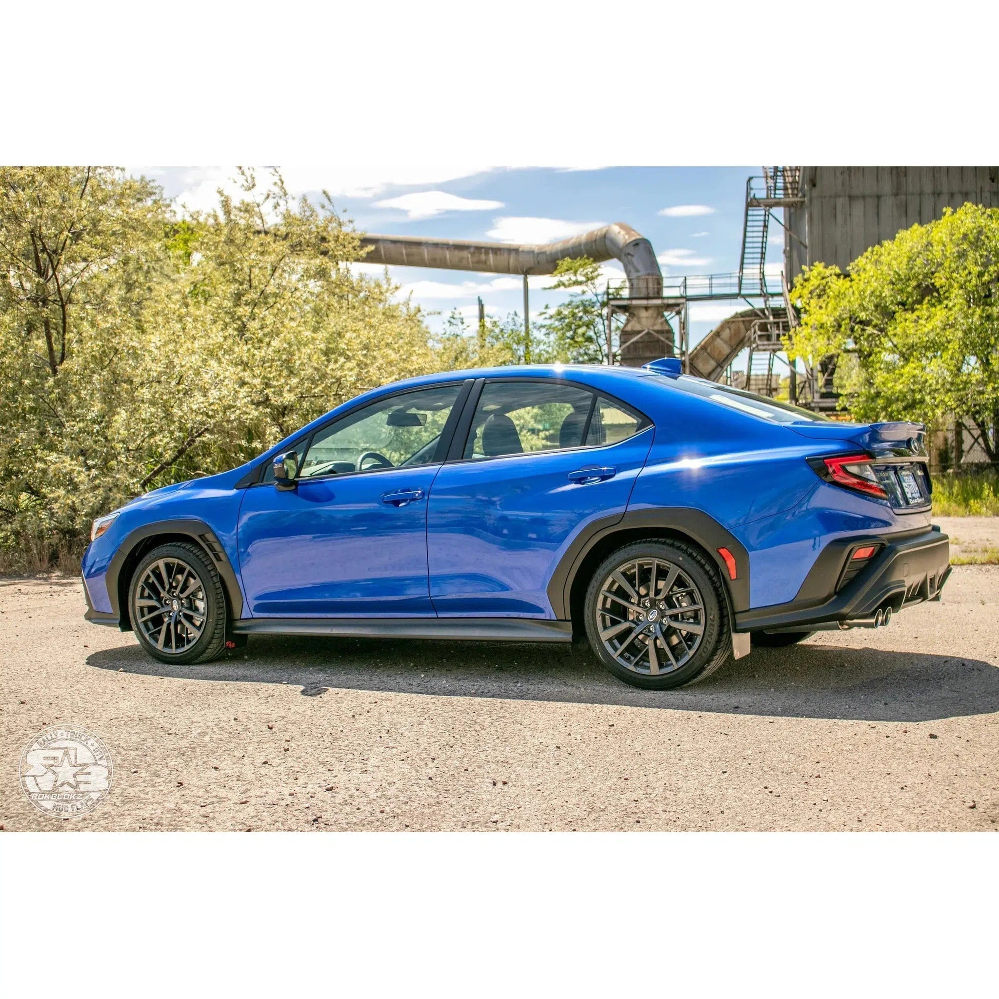 RokBlokz Original Rally Mud Flaps Black Flaps with Blue Logo Subaru WRX 2022-2026 | S-VB-O-BLK/BLU