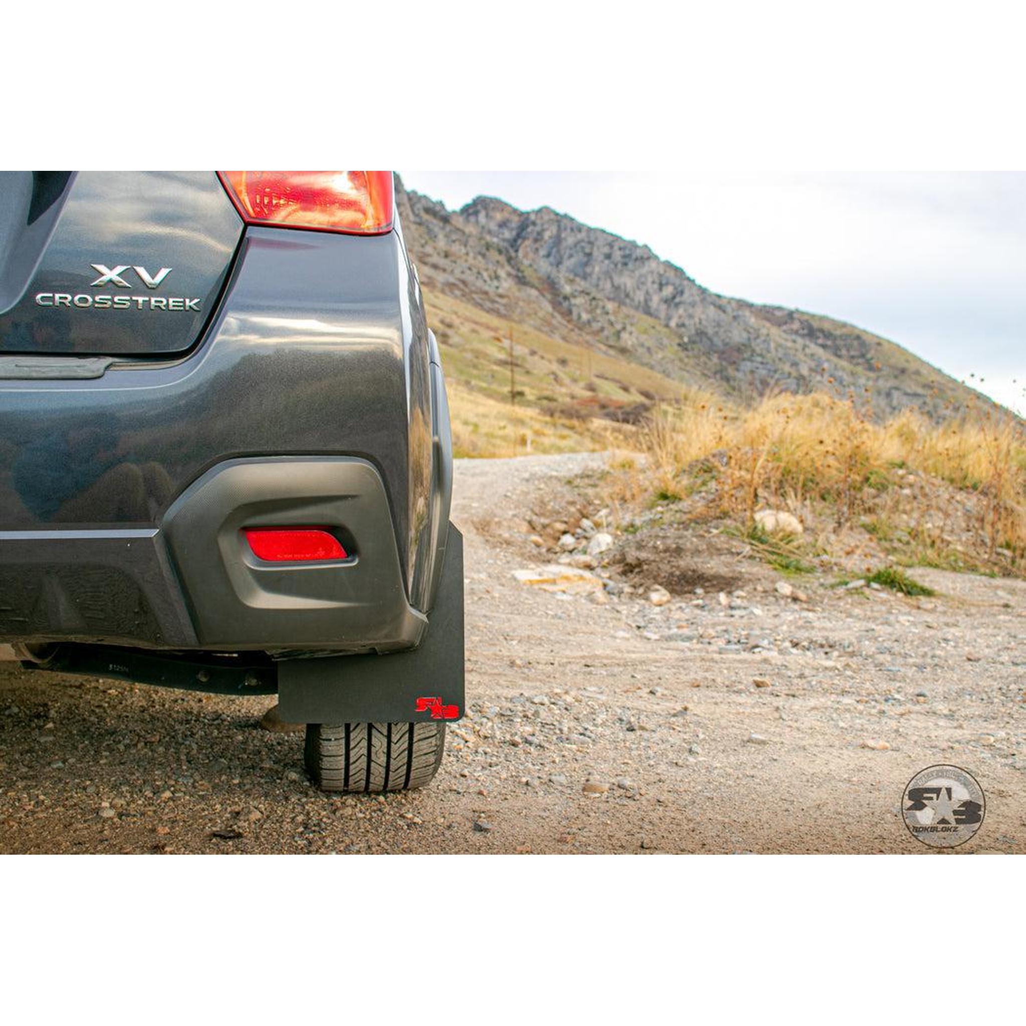 RokBlokz Original Rally Mud Flaps Bright Blue Flaps/Black Logo Subaru Crosstrek XV 2013-2017