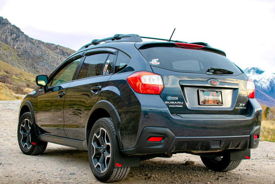 RokBlokz Original Rally Mud Flaps Bubble Gum Pink Flaps/Black Logo Subaru Crosstrek XV 2013-2017