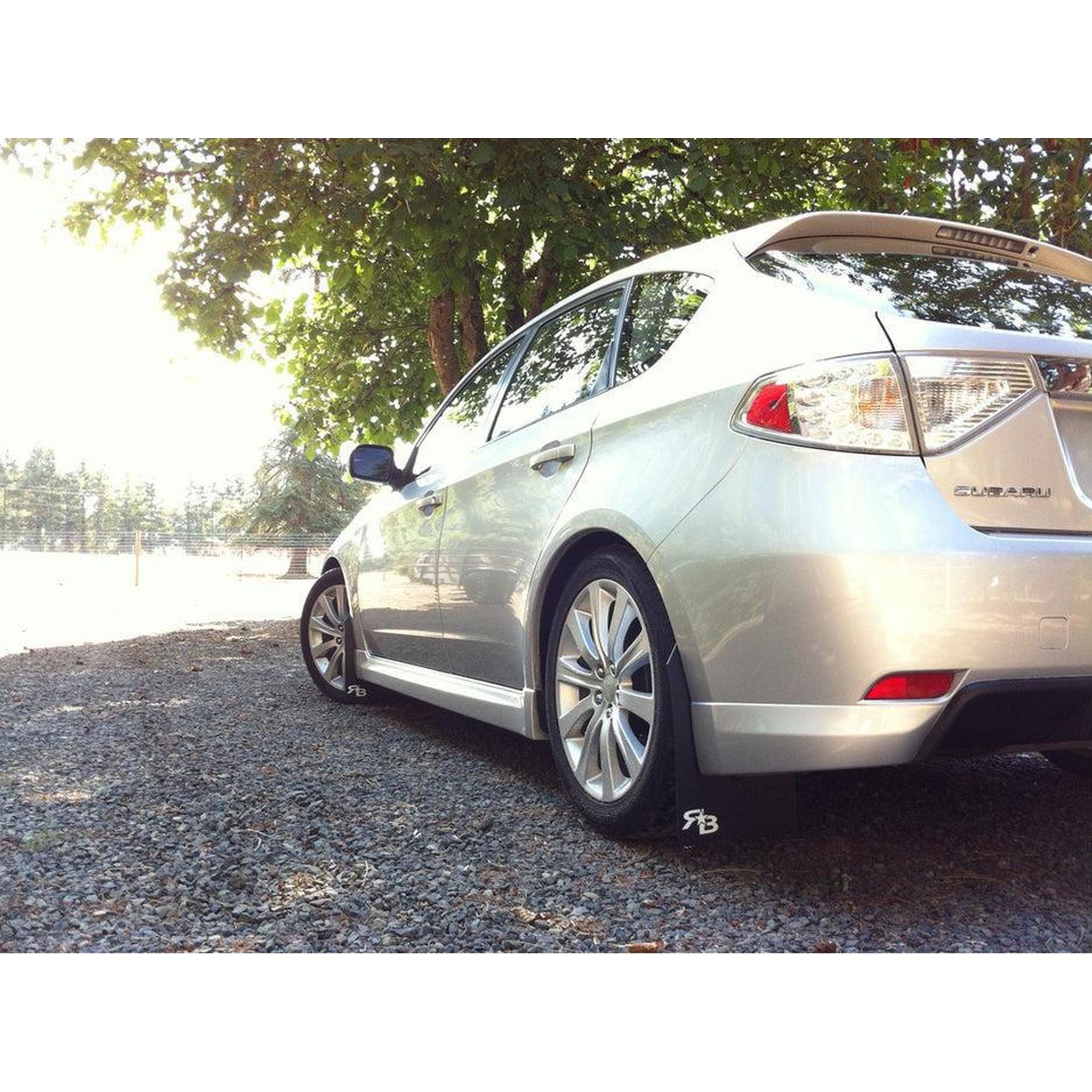 RokBlokz Original Rally Mud Flaps Lime Green Flaps/Black Logo 08-10 WRX / 08-11 Impreza