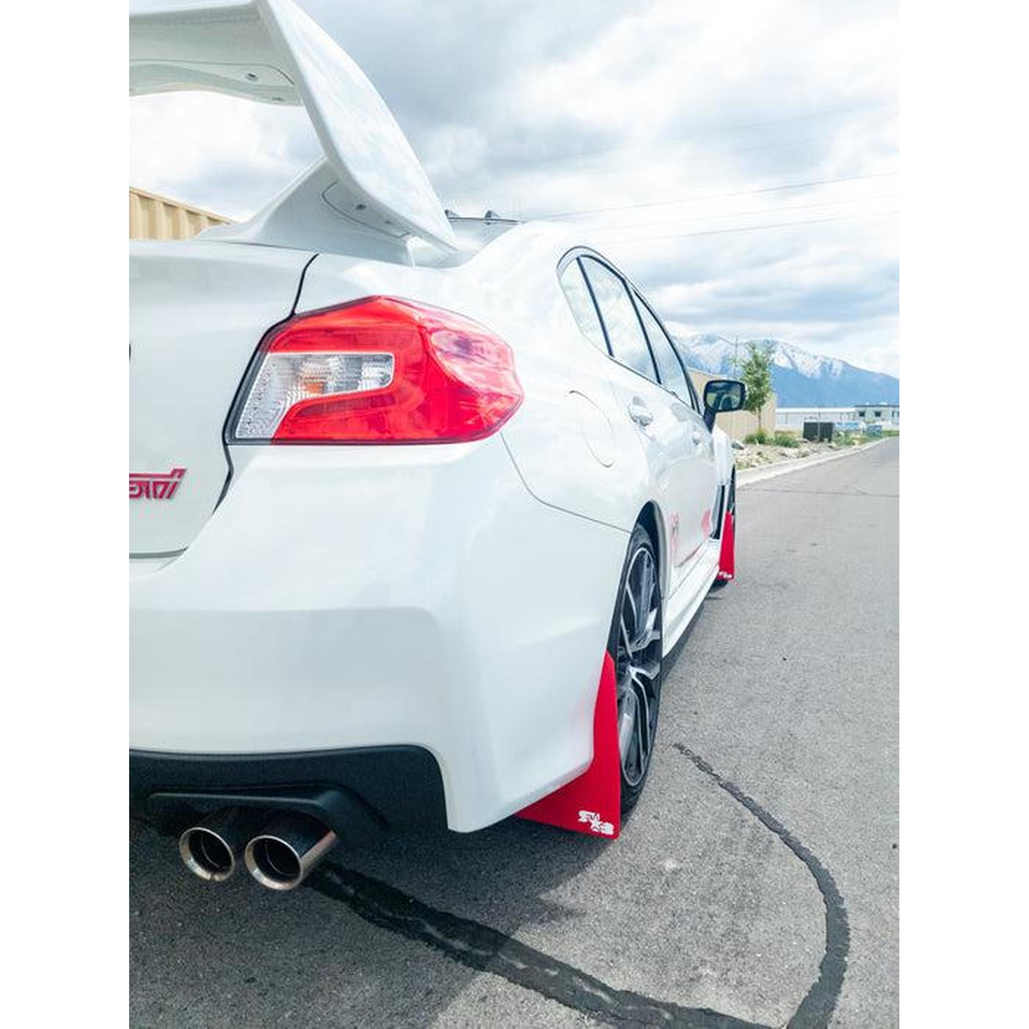 RokBlokz Original Rally Mud Flaps Orange Flaps/Black Logo WRX / STI Sedan 2015-2021