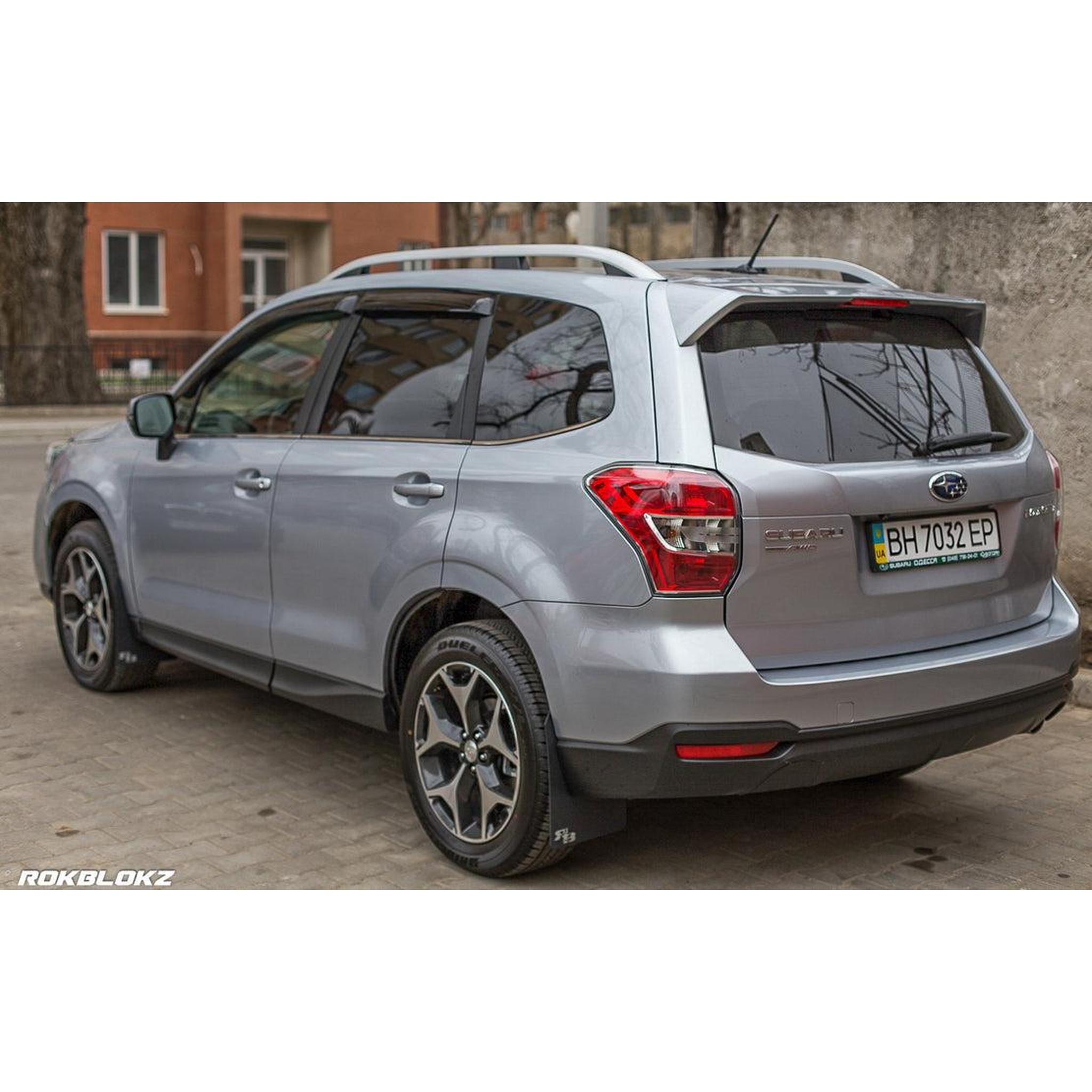 RokBlokz Original Rally Mud Flaps White Flaps/Black Logo Subaru Forester 2014-2018