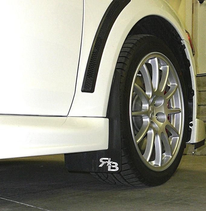 RokBlokz Original Rally Mud Flaps White Flaps/Red Logo Mitsubishi Evo X 08-15 | M-EVOX-O-WHT/RED
