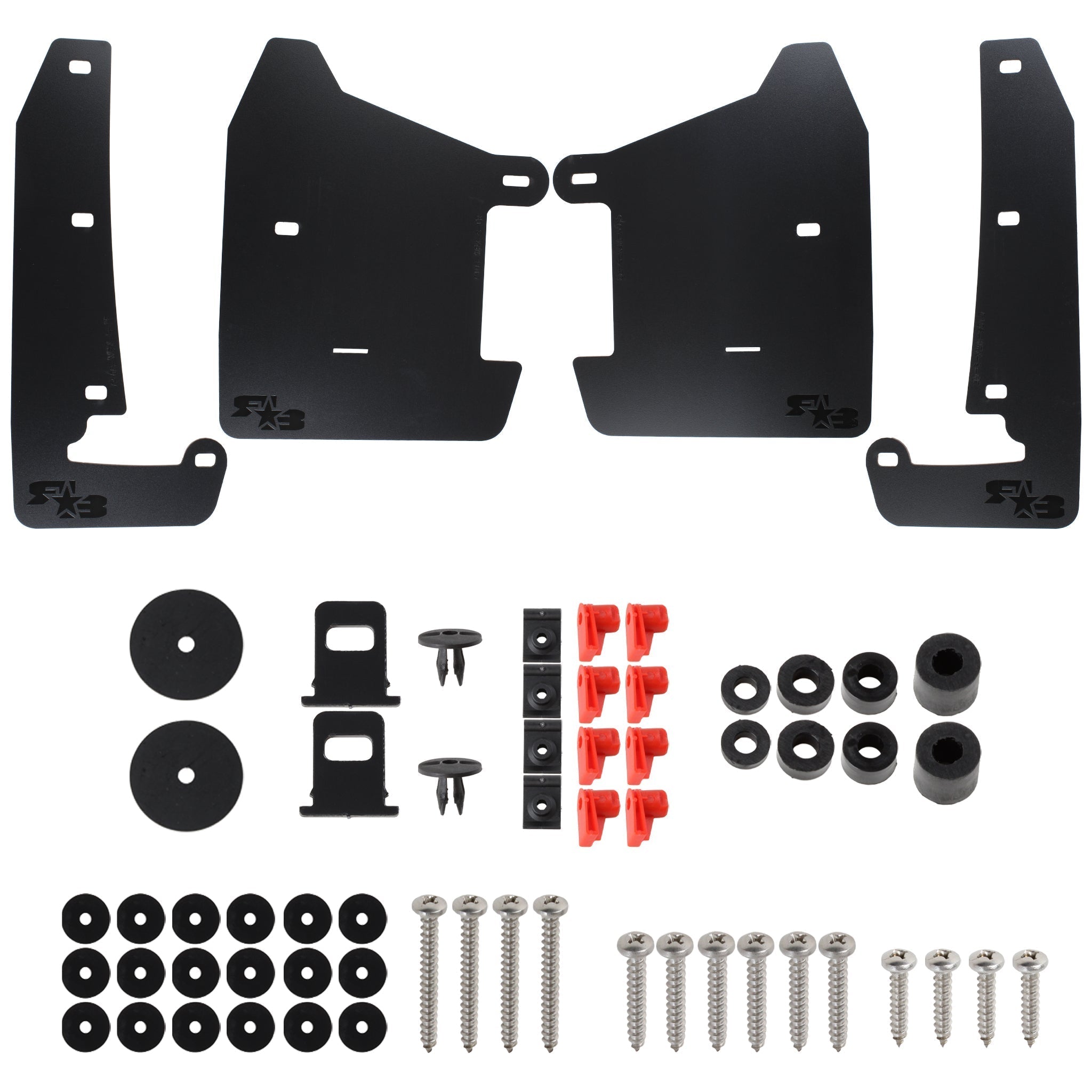 RokBlokz Short Rally Mud Flaps Black Flaps w/ Black Logo Subaru WRX 22-26 | S-VB-S-BLK/BLK