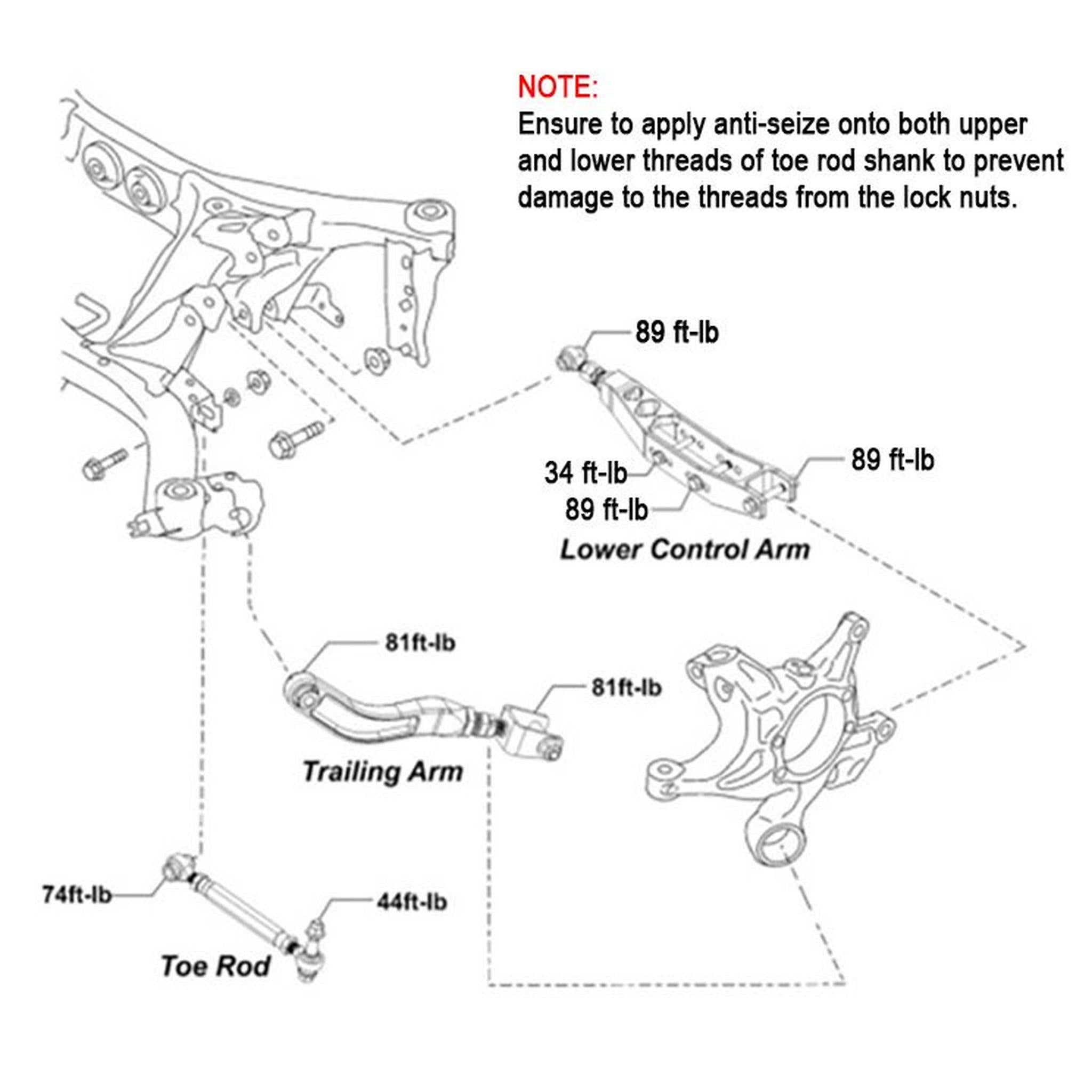SMY Stealth Pillow Ball CNC Aluminum Adjustable Rear Control Arm / Toe Kit WRX 2022-2026 | SMY-SUS-CTK-CNC