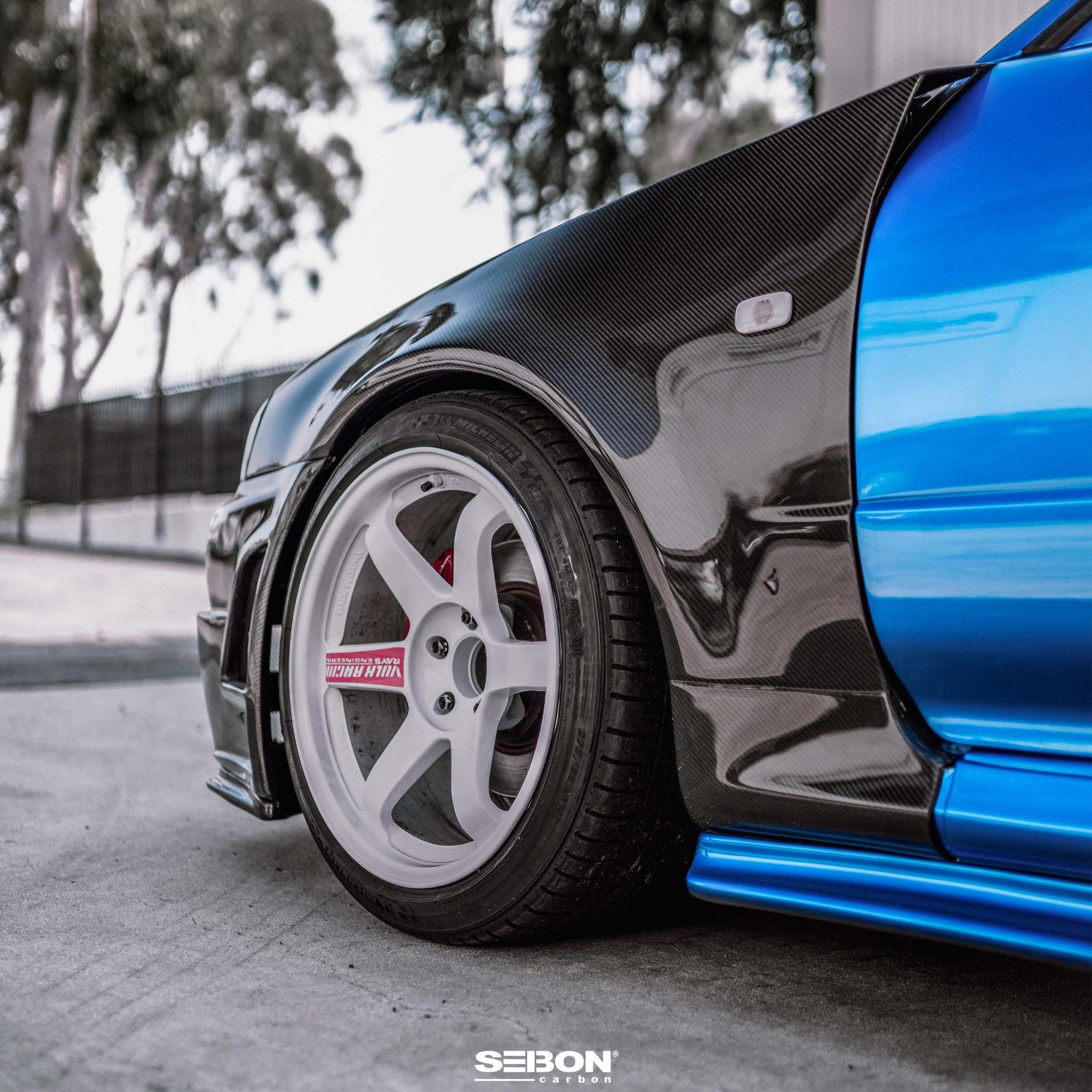 Seibon Carbon Fiber Fender Pair Nissan Skyline R34 1999-2001 | FF9901NSR34-NSM