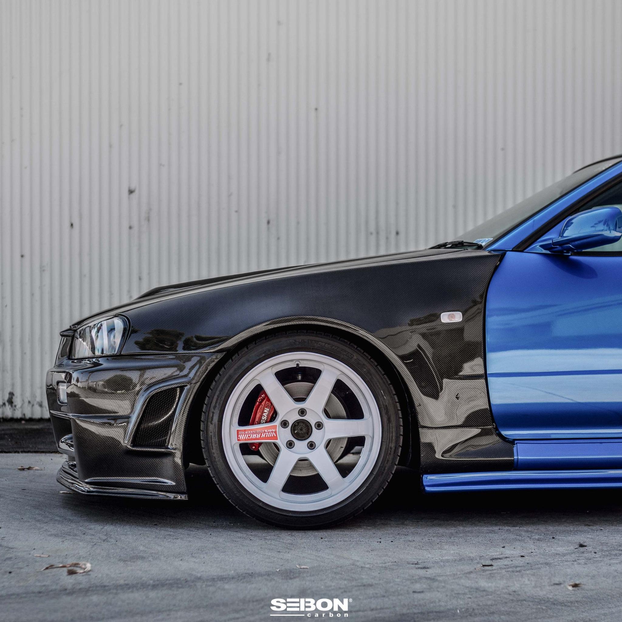 Seibon Carbon Fiber Fender Pair Nissan Skyline R34 1999-2001 | FF9901NSR34-NSM
