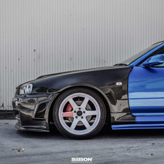 Seibon Carbon Fiber Fender Pair Nissan Skyline R34 1999-2001 | FF9901NSR34-NSM