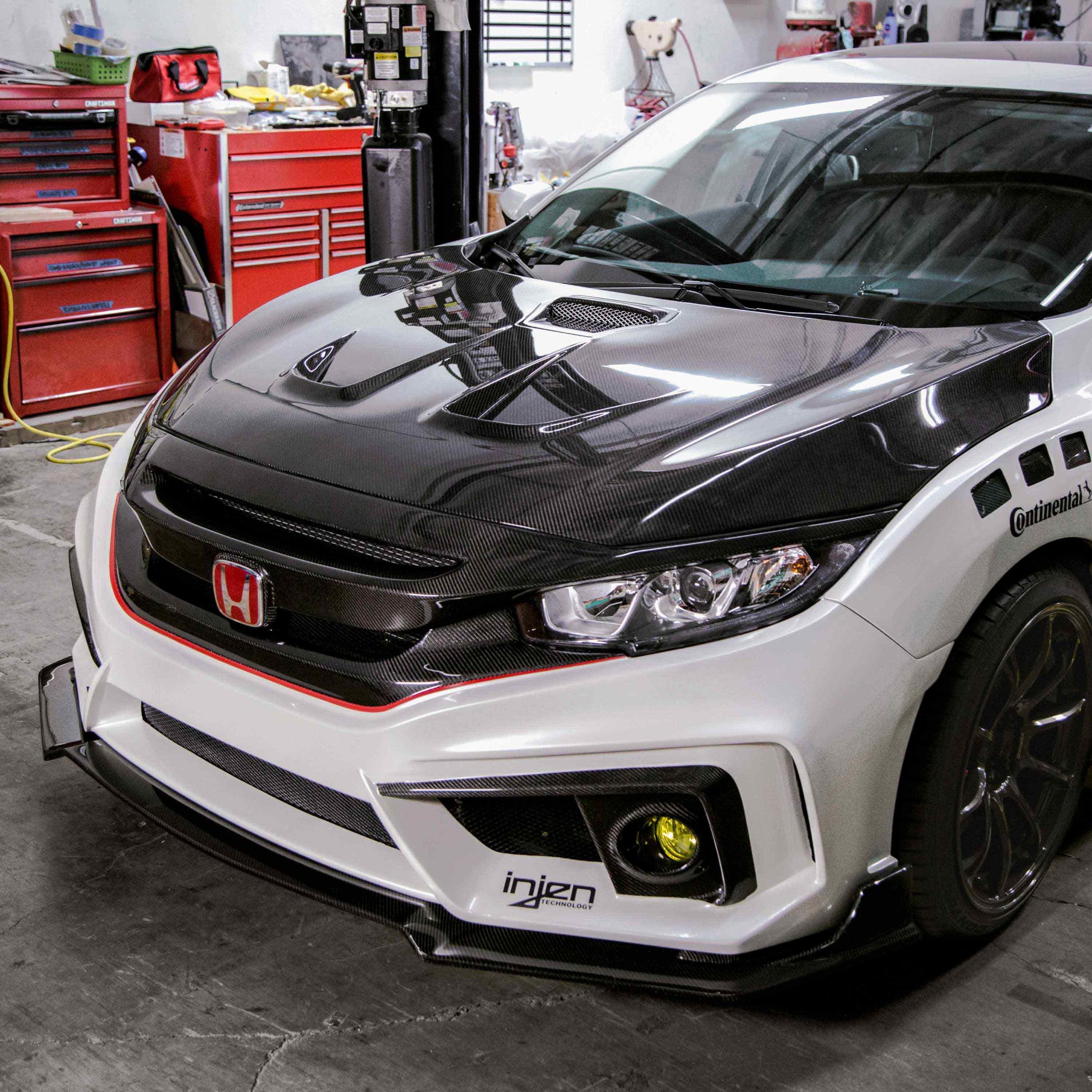 Seibon MR-Style Carbon Fiber Hood Honda Civic Coupe/Sedan/Hatchback 2016-2021 | HD16HDCV-MR