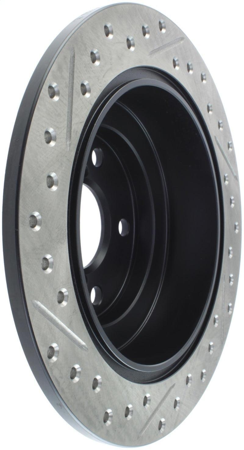 StopTech Slotted & Drilled Left Rear Rotor Subaru WRX 2002-2005 | 127.47011L