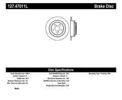 StopTech Slotted & Drilled Left Rear Rotor Subaru WRX 2002-2005 | 127.47011L